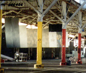 Set pieces hanging, unpainted