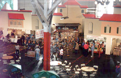 Tables and chairs in the mercado